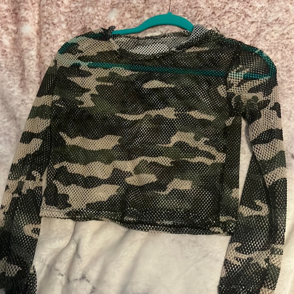 Army mesh crop top